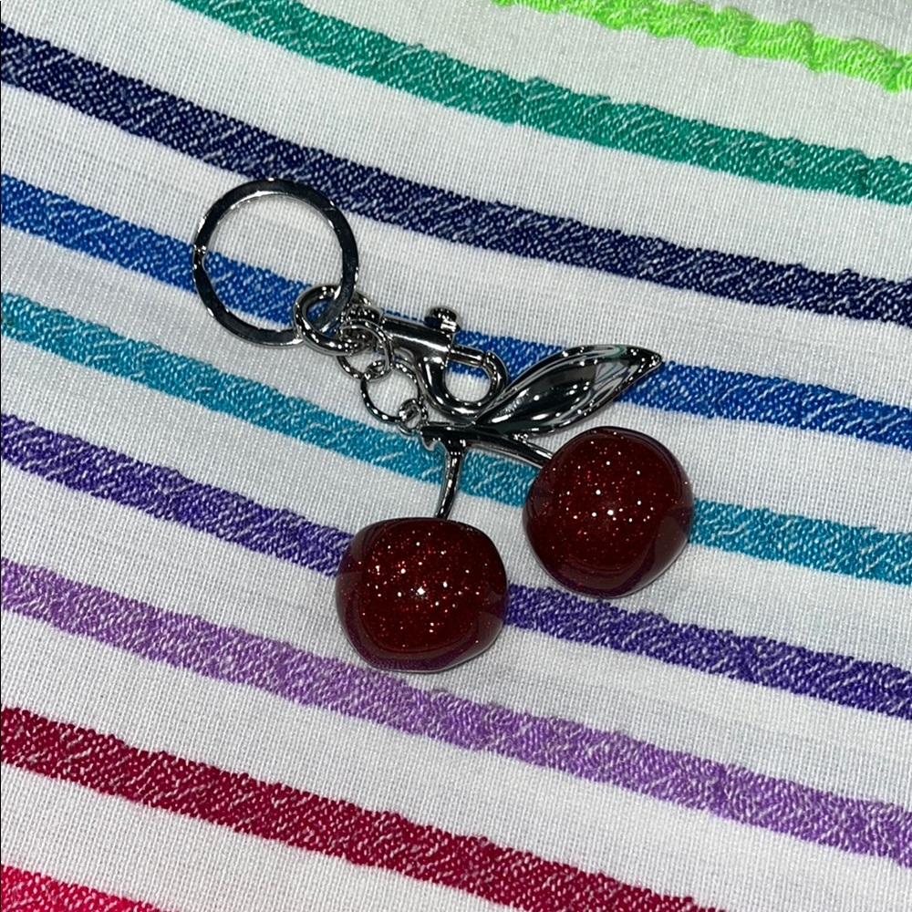 Cherry Keychain Accessory - Silver and Red‎ - Picture 5 of 8